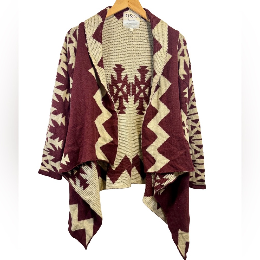 Ci Sono Tribal|Aztec| Bohemian| Open Front|Draped| Longline Caridgan